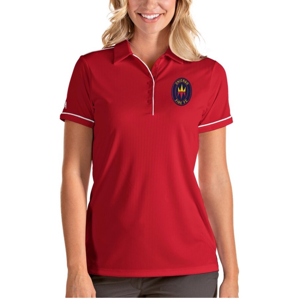 Antigua Chicago Fire FC Women’s Salute Polo Red MLS Soccer Shirt Large NWT CFFC